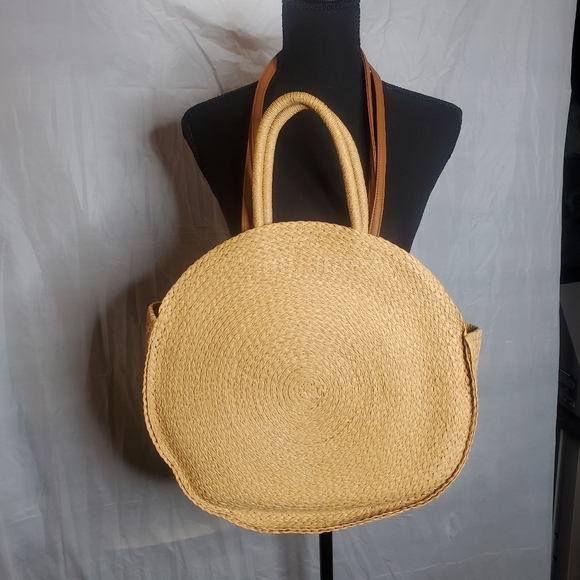 Time and tru circle straw tote bag - Picture 2 of 3